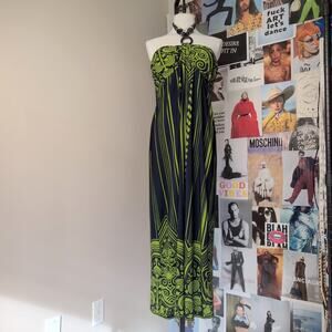 Vintage Green Y2K Beachy Halter Dress